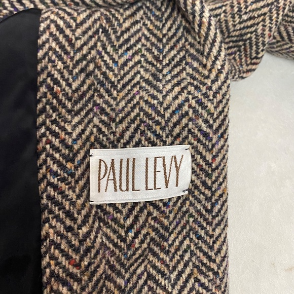 Paul Levy Womens M Midi Herringbone Double Breasted Tweed Fray Cuffs Silk Blend - Picture 11 of 11